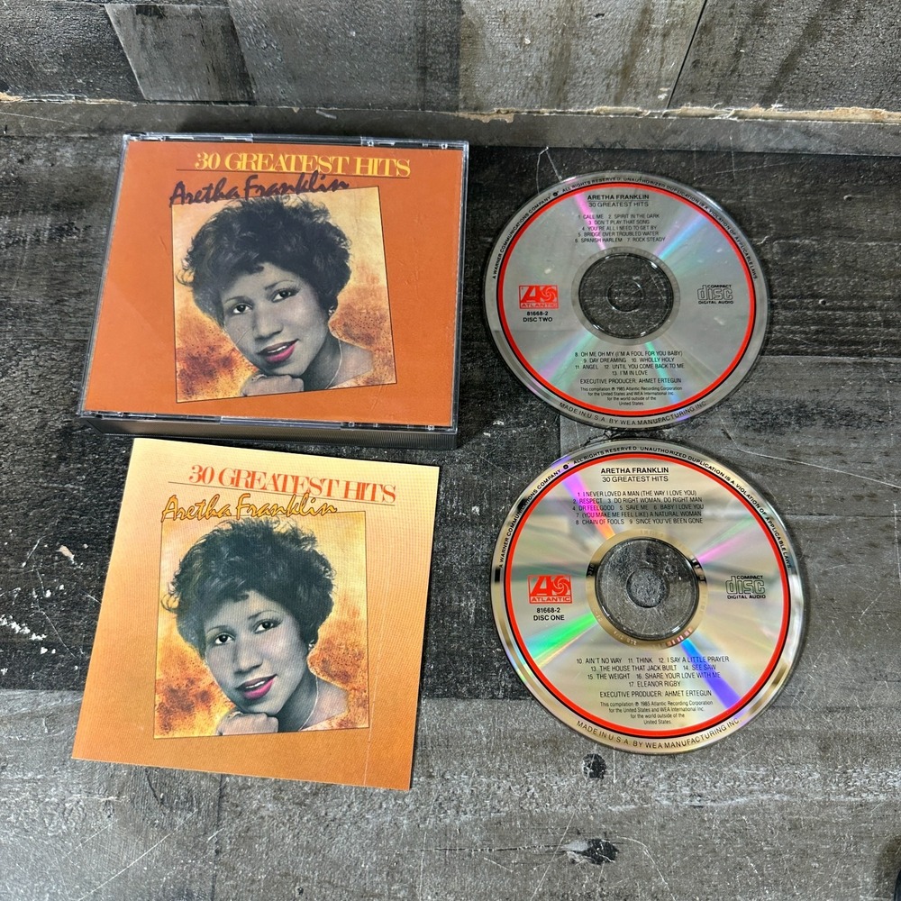 30 Greatest Hits by Aretha Franklin (2 CDs, 1986, Atlantic)